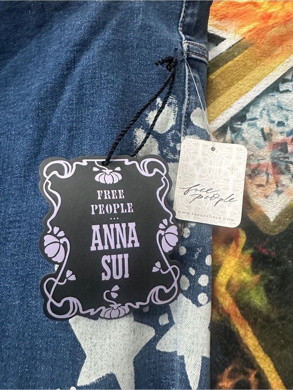 FP x Anna Sui Penny Pull-On Printed Flare Jeans - Picture 2 of 8